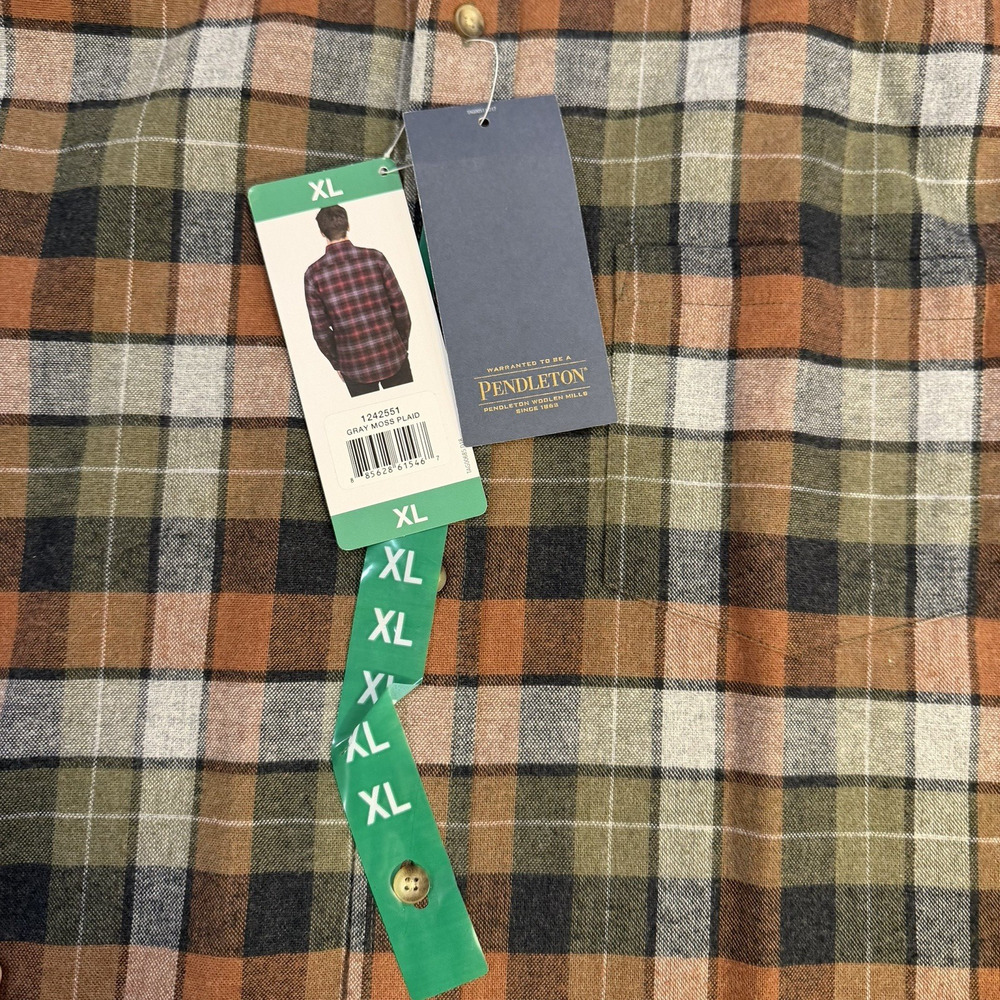 NWT Pendleton Mason Flannel Button Down Mens Sz XL Grey Plaid Long Sleeve - Picture 4 of 6
